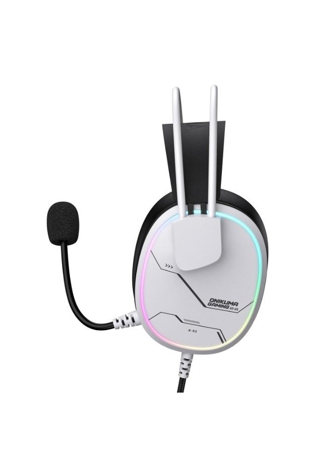 onikuma X91 RGB Wired Over-Ear Gaming Headset with Noise Cancelling Microphone, 50mm Hi-Fi Dynamic Drivers, Stereo Surround Sound, USB & 3.5mm Dual Connection for PC, Console and Mobile Gaming - Image 2